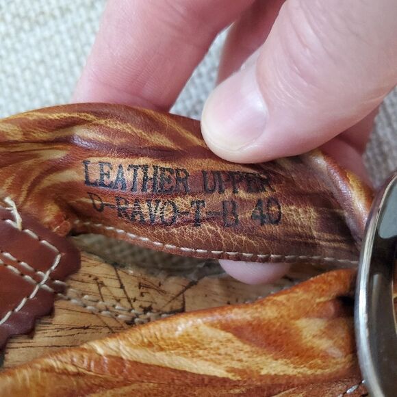 Spring Step Ravo Brown/tan Strappy Black Circle Leather Wedge Sandals Size 9 - Picture 14 of 14